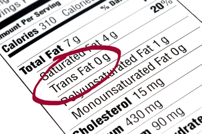 Zero Trans Fat Label